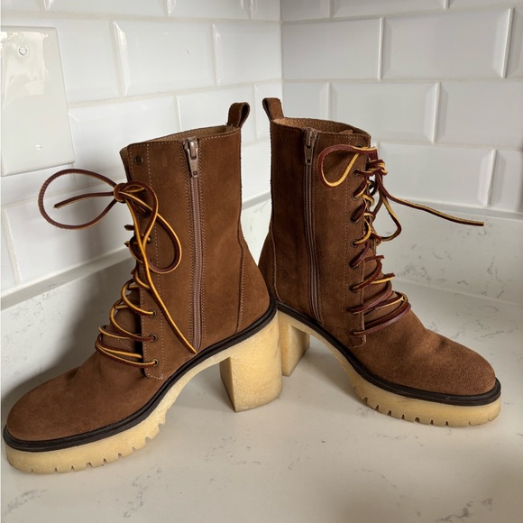 Free People Dylan Suede Lace-Up Brown Boots - Picture 6 of 11